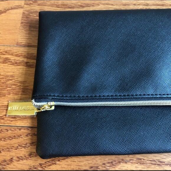 ESTEE LAUDER Fold over Clutch with Gold Zipper Black NWT - Picture 2 of 5